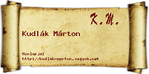 Kudlák Márton névjegykártya